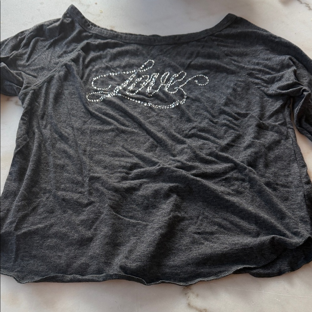 Victoria’s Secret Gray T-Shirt with rhinestone LOVE
